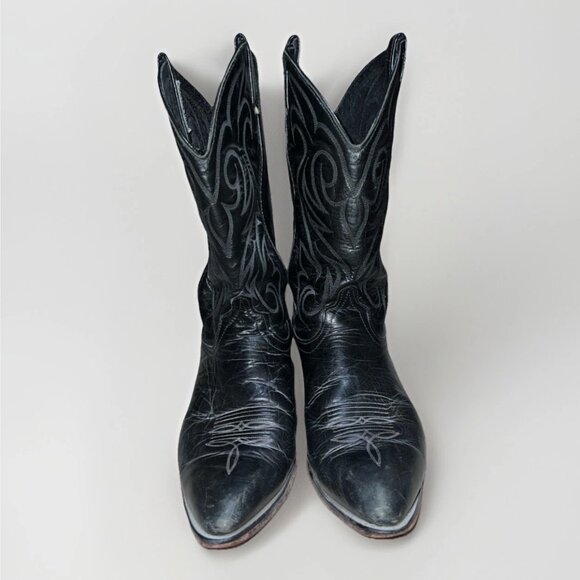 Code West Cowboy Western Black Leather Biker Motorcycle Mens Boots 12 VintageCod - Picture 4 of 9